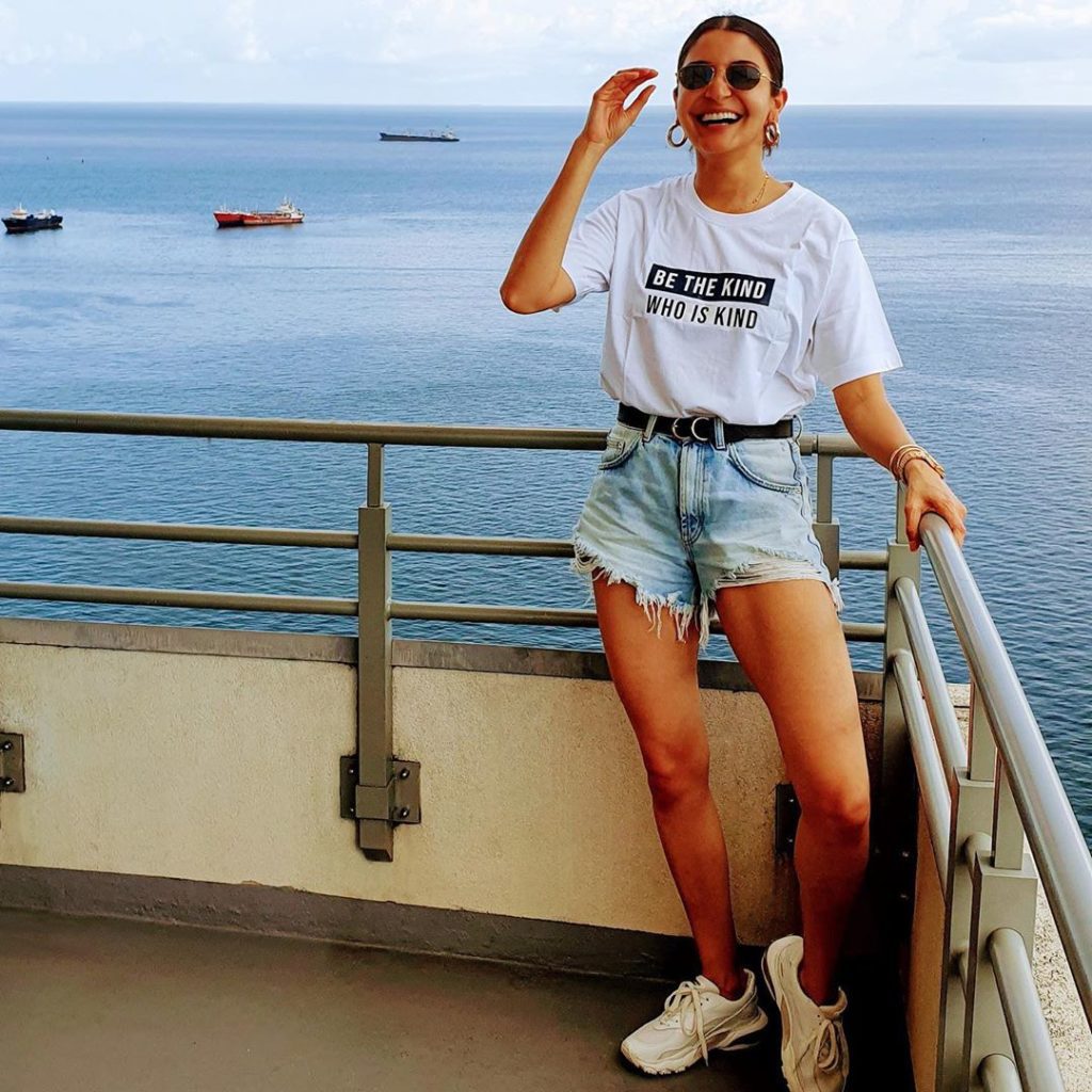 Actress anushka sharma at the sea beach in halfs