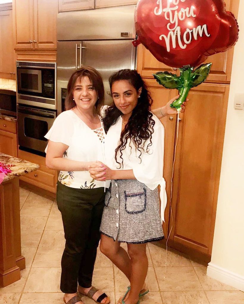 Ashley Zahabian with her mother wishing her happy mothers day