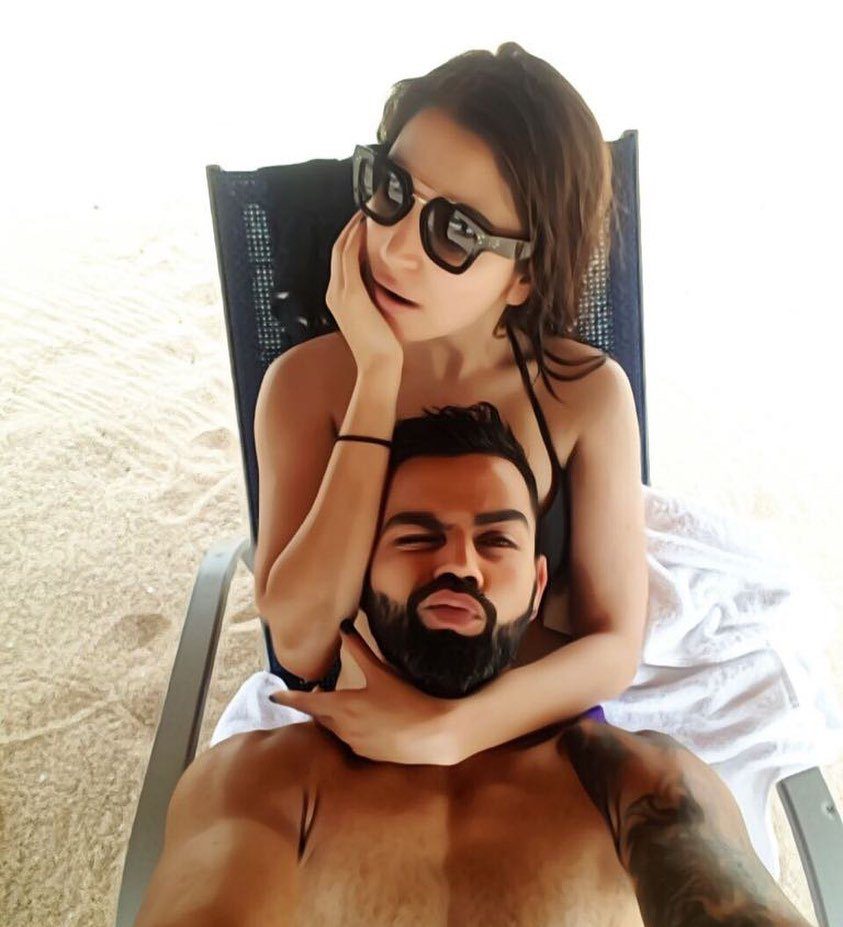 Virat kohli with wife bollywood actress anushka sharma at the sea beach relaxing